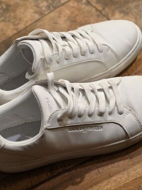 Karl Lagerfeld Men's White Leather Low-Top Sneakers